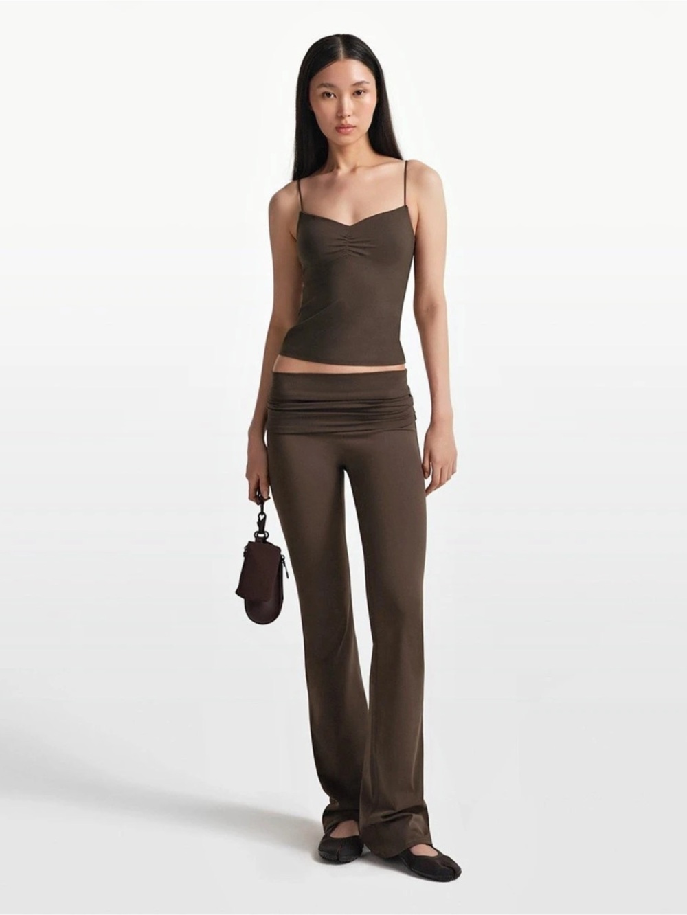 Nike SKIMS Matte Foldover Slim Flare Leggings Dark Sepia S Sold Out